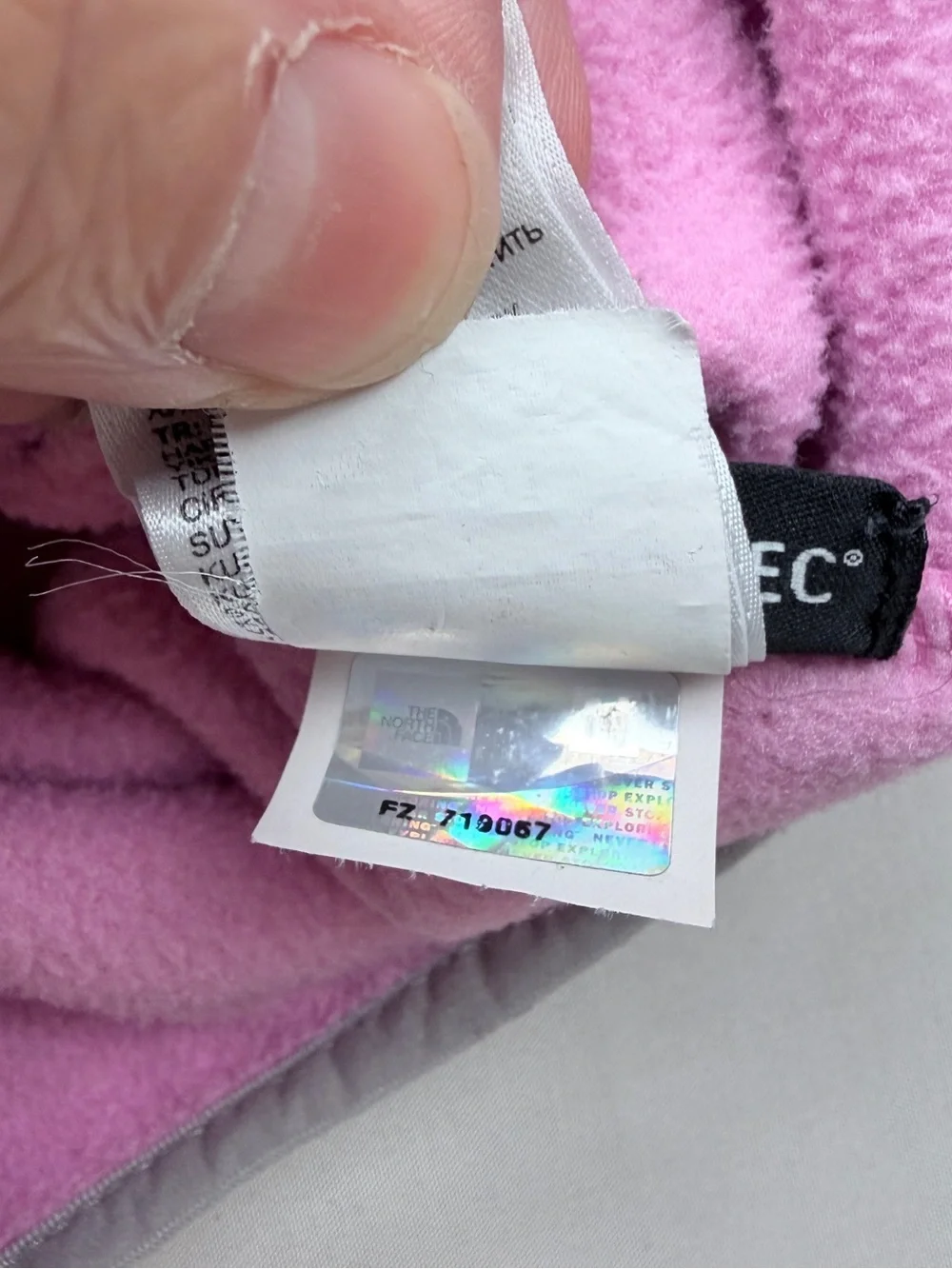 The North Face Pink and Gray Infant Fleece Jacket